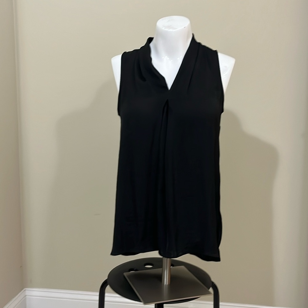 Vince Camuto Inverted Front Pleat Black Blouse